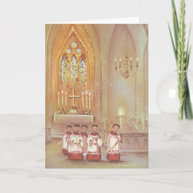 Tarjeta Festiva Vintage Christmas Choir (Anverso)