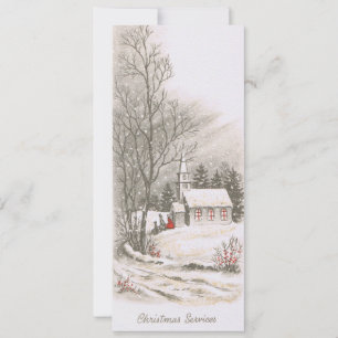 Tarjeta Festiva Vintage Christmas Church Service