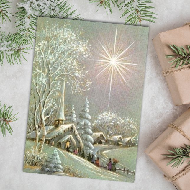 Tarjeta Festiva Vintage Christmas Church Winter (Subido por el creador)