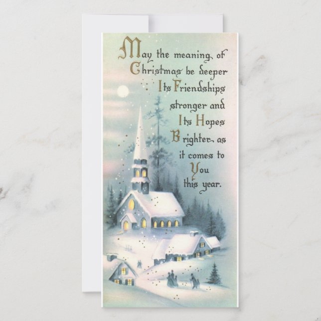 Tarjeta Festiva Vintage Christmas Church Winter (Anverso)