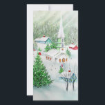 Tarjeta Festiva Vintage Christmas Church Winter Scene<br><div class="desc">Vintage Christmas Church Winter Scene</div>
