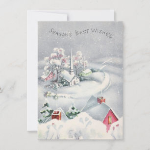 Tarjeta Festiva Vintage Christmas Church Winter Scene