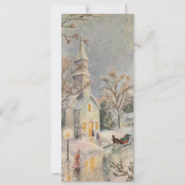 Tarjeta Festiva Vintage Christmas Church Winter Scene