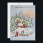 Tarjeta Festiva Vintage Christmas Church Winter Scene<br><div class="desc">Vintage escena de nieve de invierno en la iglesia navideña. Perfecta adición a tu colección de cosechas o excelente para enviarte a tu familia y amigos durante las vacaciones. Esto se puede transferir a otros productos,  incluyendo una tarjeta de vacaciones plegada.</div>