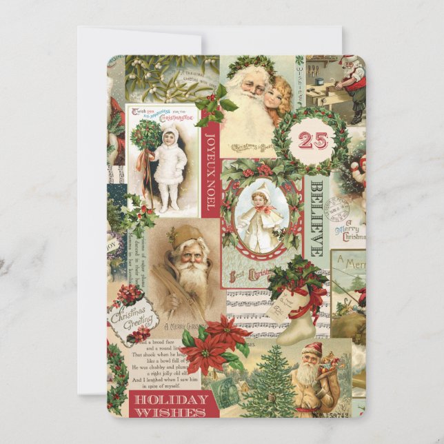 TARJETA FESTIVA VINTAGE CHRISTMAS COLLAGE (Anverso)