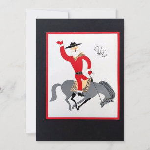 Tarjeta Festiva Vintage Christmas Cowboy Montando Caballo