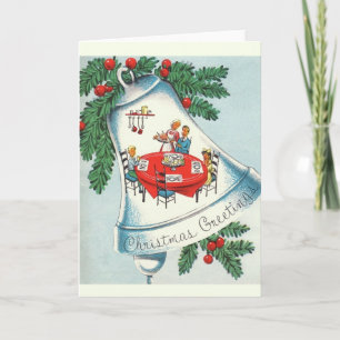 Tarjeta Festiva Vintage Christmas Dinner Bell Greet Card