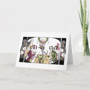 Tarjeta Festiva Vintage Christmas Dinner Firehead