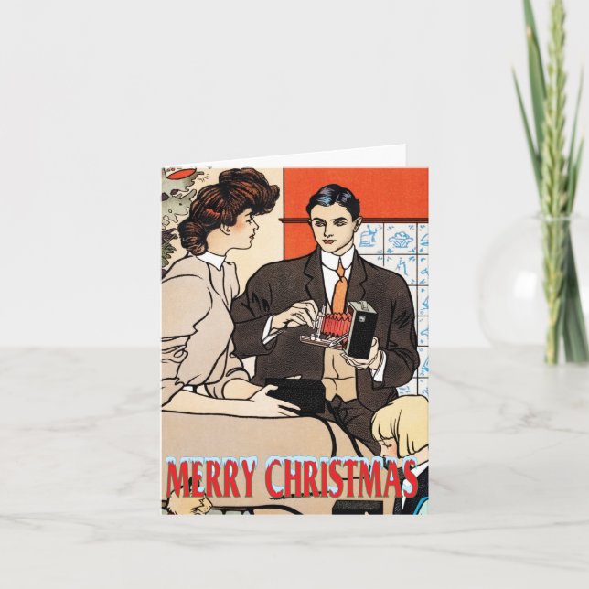 Tarjeta Festiva Vintage Christmas Edward Penfield (Anverso)