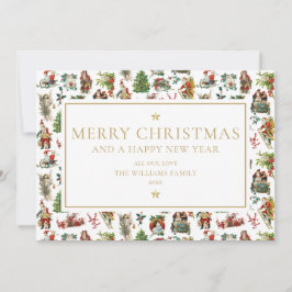 Tarjeta Festiva Vintage Christmas Elegant Gold Holiday Card