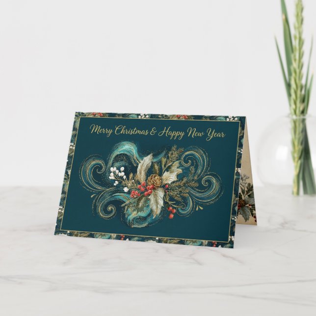 Tarjeta Festiva Vintage Christmas Elegant Sparkle (Anverso)