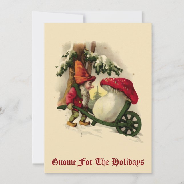Tarjeta Festiva Vintage Christmas Elf o Gnome (Anverso)