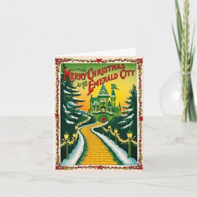 Tarjeta Festiva Vintage Christmas Emerald City (Anverso)