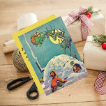 Tarjeta Festiva Vintage Christmas Eskimo Igloo Santa Flying<br><div class="desc">Este es un viejo Santa Claus vintage y reno volador dejando regalos en Alaska. ¡Qué Cuidado! Siéntase libre de cambiar el color de fondo y las palabras.</div>