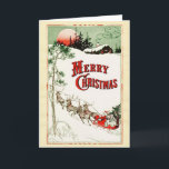 Tarjeta Festiva Vintage Christmas Eve Santa, Sleigh y Reindee<br><div class="desc">Santa y su reno entregando regalos a los Navidades Eve del Libro de Navidades de Dennison,  1921.</div>