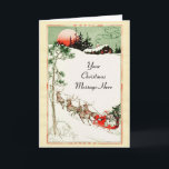 Tarjeta Festiva Vintage Christmas Eve Santa, Sleigh y Reindee<br><div class="desc">Santa y su reno entregando regalos a los Navidades Eve del Libro de Navidades de Dennison,  1921. Escribe tu propio mensaje especial.</div>