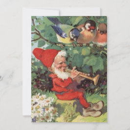 Tarjeta Festiva Vintage Christmas Gnome Play Music Instruments