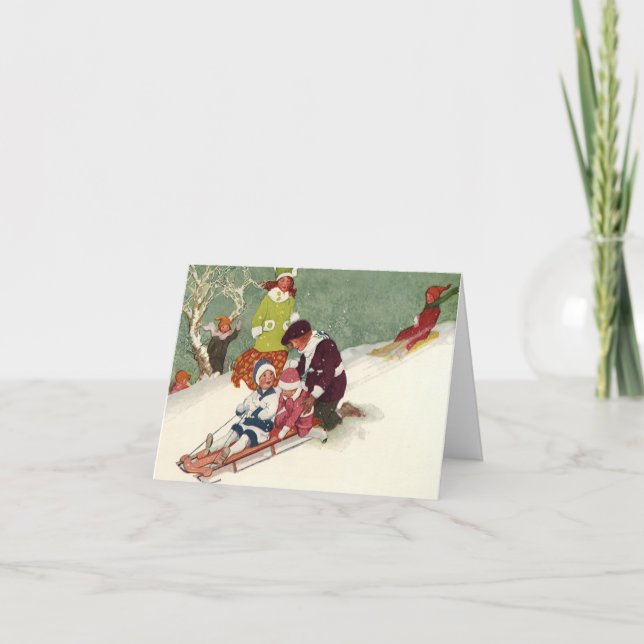 Tarjeta Festiva Vintage Christmas Gracias (Anverso)