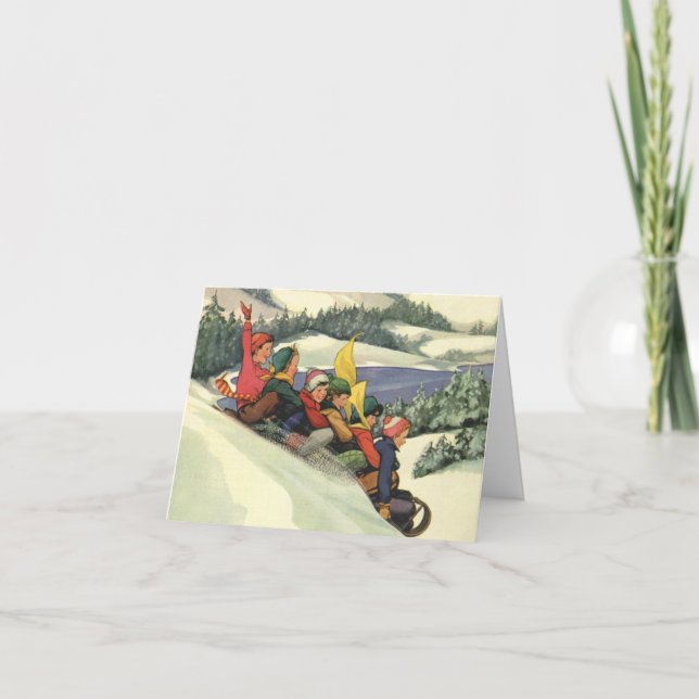 Tarjeta Festiva Vintage Christmas Gracias (Anverso)