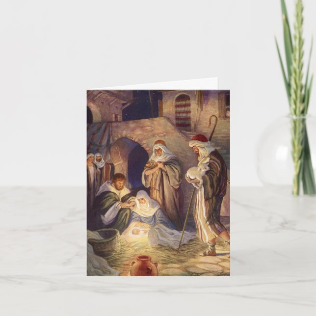 Tarjeta Festiva Vintage Christmas Gracias (Anverso)