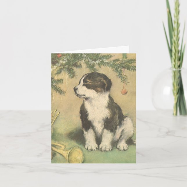 Tarjeta Festiva Vintage Christmas Gracias (Anverso)