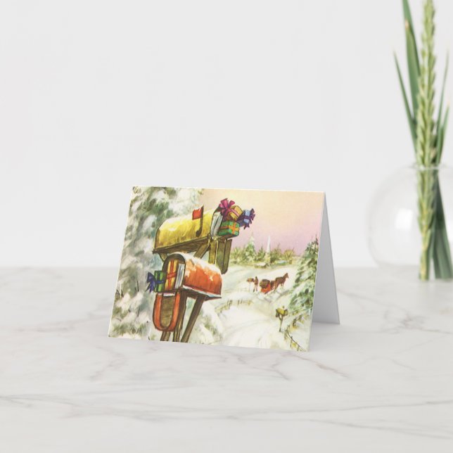 Tarjeta Festiva Vintage Christmas Gracias (Anverso)