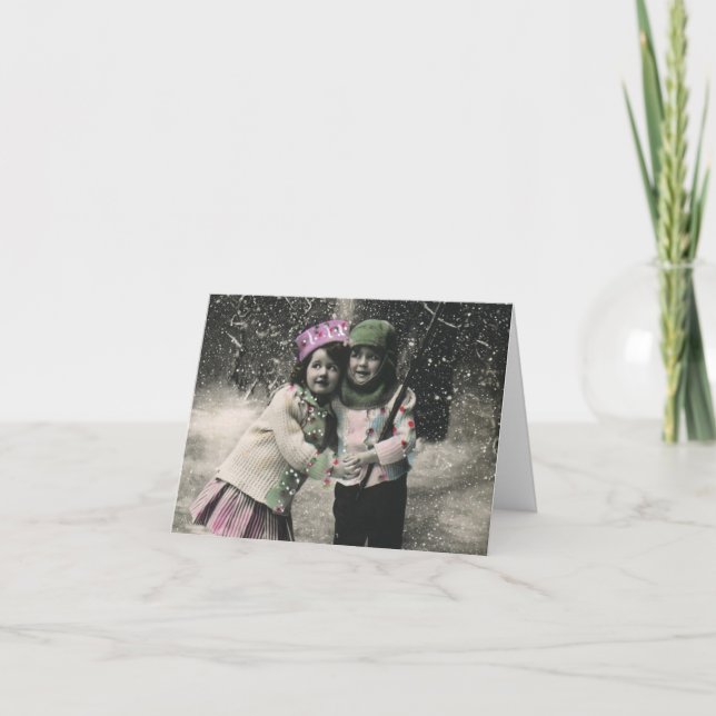 Tarjeta Festiva Vintage Christmas Gracias (Anverso)