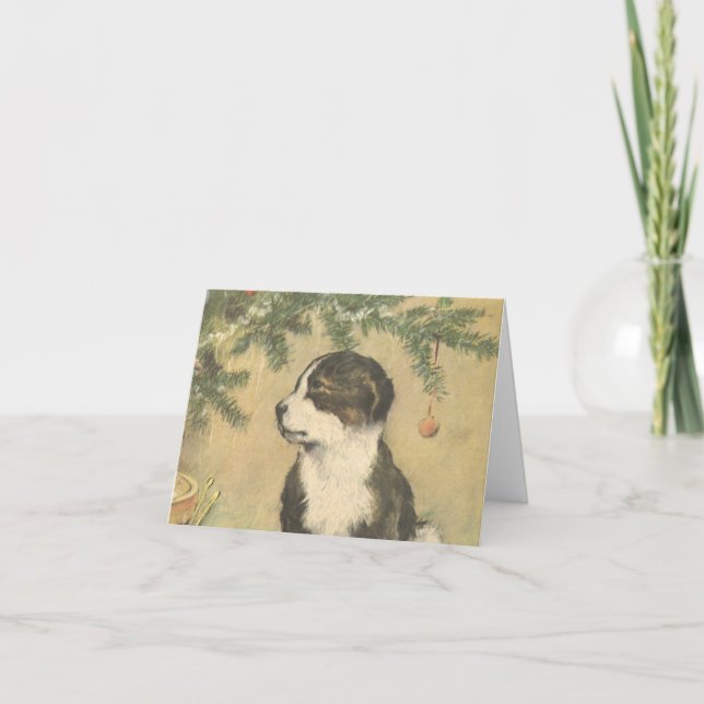 Tarjeta Festiva Vintage Christmas Gracias (Anverso)