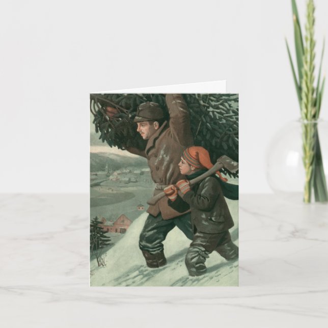 Tarjeta Festiva Vintage Christmas Gracias (Anverso)