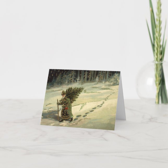 Tarjeta Festiva Vintage Christmas Gracias (Anverso)