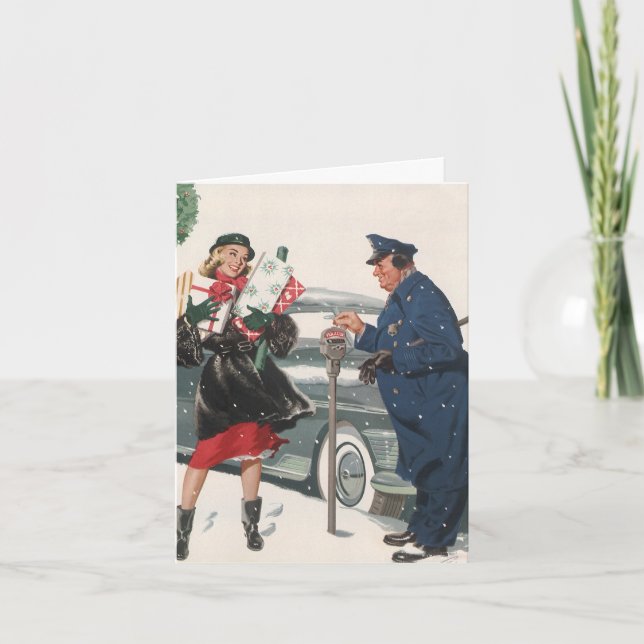 Tarjeta Festiva Vintage Christmas Gracias (Anverso)