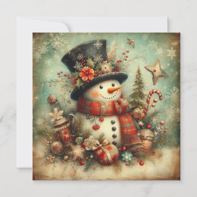 Tarjeta Festiva Vintage Christmas Greeting Card (Anverso)
