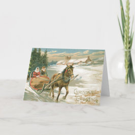 Tarjeta Festiva Vintage Christmas Greetings Card