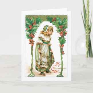 Tarjeta Festiva Vintage Christmas Greetings Card