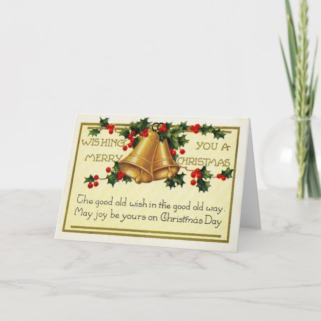 Tarjeta Festiva Vintage Christmas Greetings Card (Anverso)