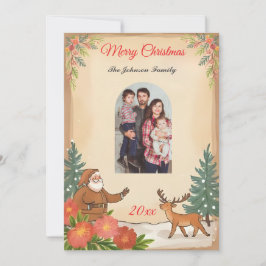 Tarjeta Festiva Vintage Christmas Hand Drake Photo Holiday Card