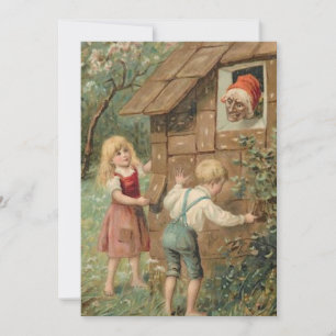 Tarjeta Festiva Vintage Christmas Hansel y Gretel
