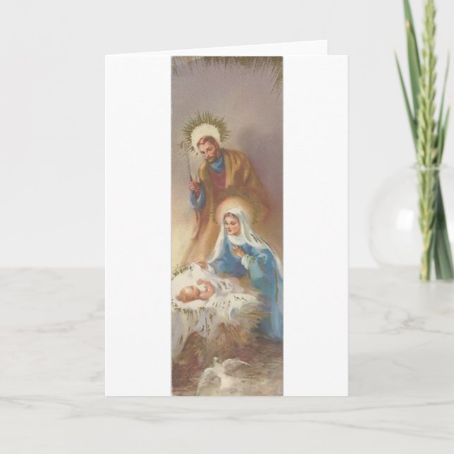 Tarjeta Festiva Vintage Christmas Holy Family (Anverso)