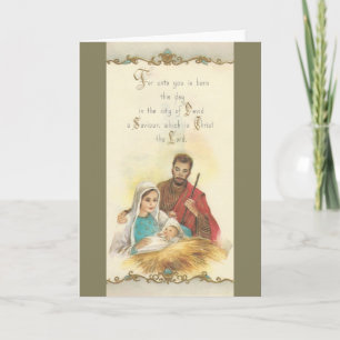 Tarjeta Festiva Vintage Christmas Holy Family