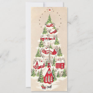 Tarjeta Festiva Vintage Christmas Horse Sleigh Holiday Card