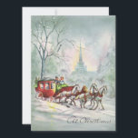 Tarjeta Festiva Vintage Christmas Horse Sleigh Winter<br><div class="desc">Vintage Christmas Horse Sleigh Winter Church Holiday Card.</div>