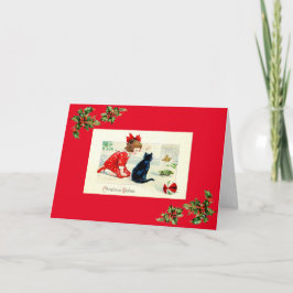 Tarjeta Festiva Vintage Christmas Kitty Card