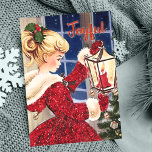 Tarjeta Festiva Vintage Christmas lámpara de vela purpurina rojo c<br><div class="desc">Vintage lámpara de velas de Navidad purpurina rojo chicas Navidades tarjeta de saludo de año nuevo. La vintage tarjeta de Navidades purpurinoso lindos. Perfecto para coleccionistas de época o para enviar tarjetas a la familia o amigos durante las vacaciones. Para ser más especial, está adornado con un bonito purpurina de...</div>