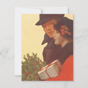 Tarjeta Festiva Vintage Christmas, Love and Romance Gift Shopping
