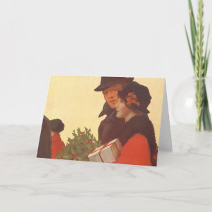 Tarjeta Festiva Vintage Christmas, Love and Romance Gift Shopping