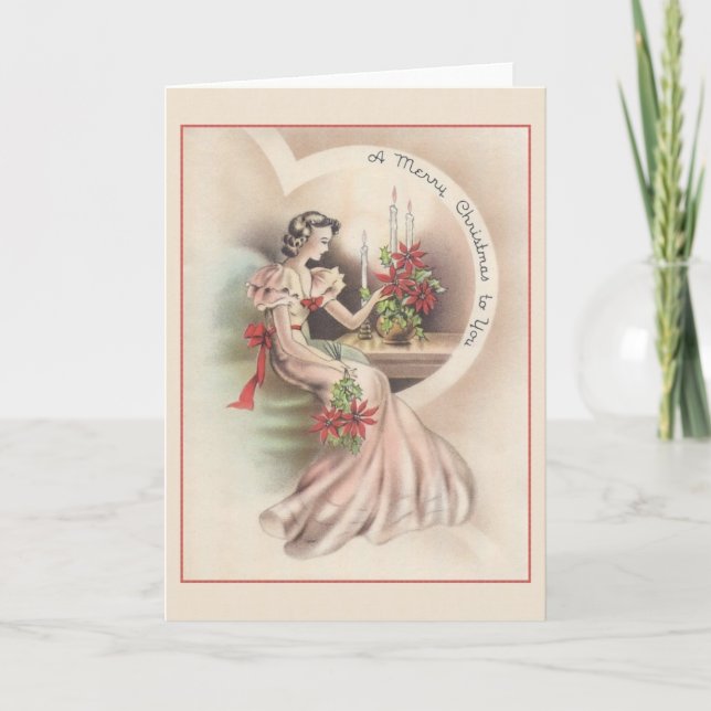 Tarjeta Festiva Vintage Christmas Love Greet Card (Anverso)