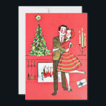 Tarjeta Festiva Vintage Christmas Married Pareja<br><div class="desc">Tarjeta de vacaciones de parejas casadas retro vintage de Navidad.</div>