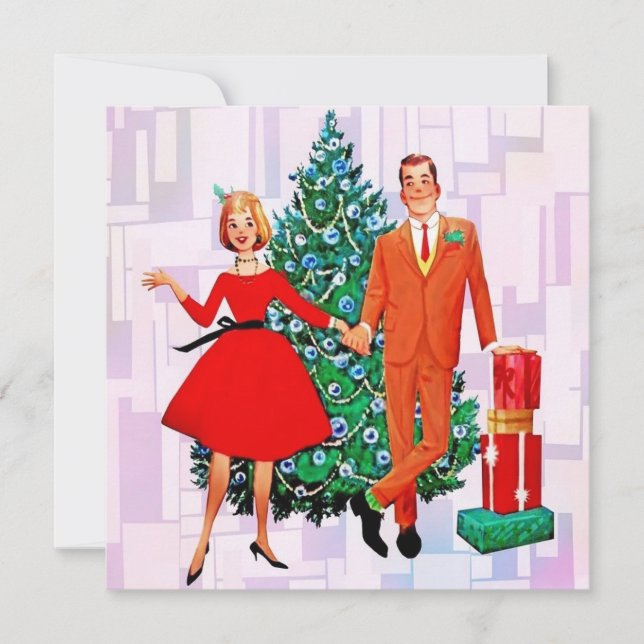 Tarjeta Festiva Vintage Christmas Married Pareja (Anverso)