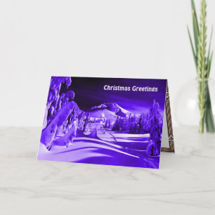 Tarjeta Festiva VIntage Christmas Moonlit village