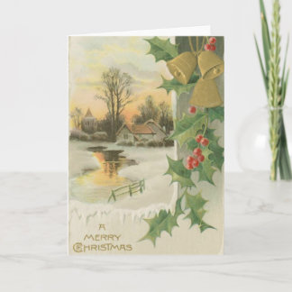 Tarjeta Festiva Vintage Christmas Morning Winter Scenery